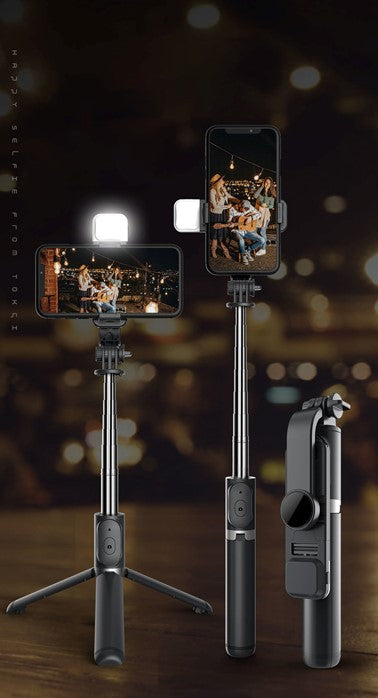 All-In-One Tripod & Selfie Stick with Light & Remote - Pear & Park