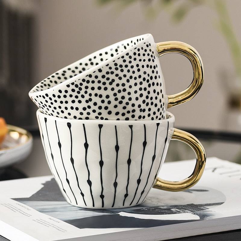 Hand Painted Ceramic Mugs With Gold Handle – Pear & Park