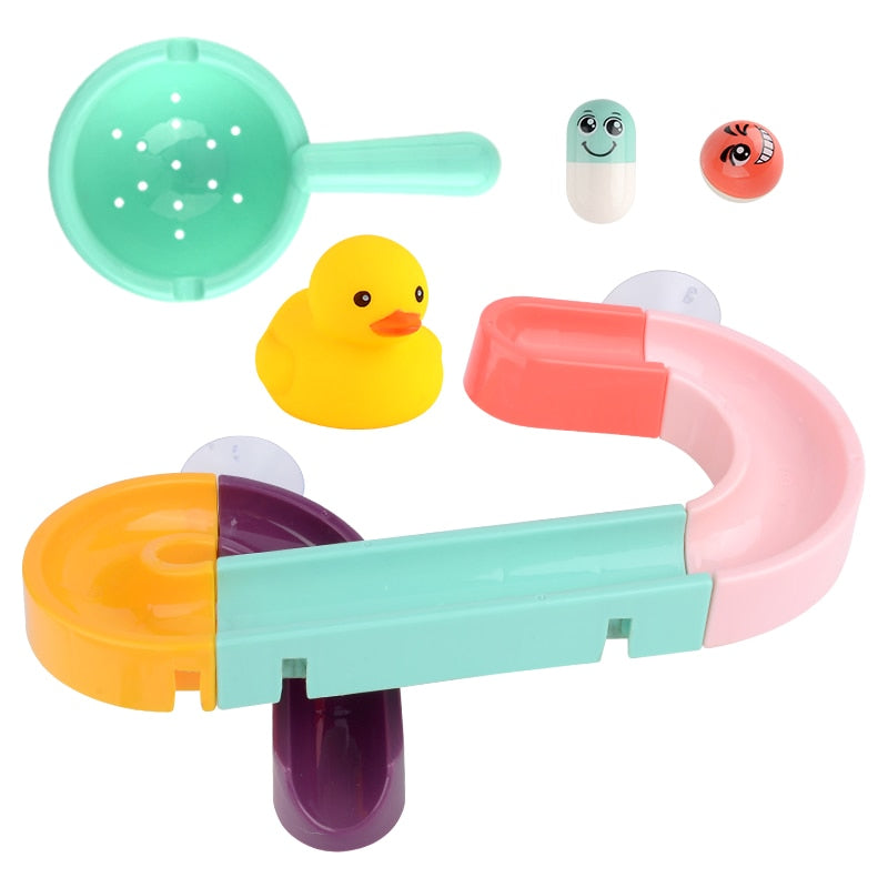 Baby Bath Toys Water Slide Track with Suction Cup Ducks DIY Marble